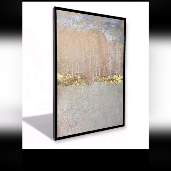 pebblejar28 Framed Canvas Print Wall Art Mid-Century Landscape Blue Wilderness - Picture 4 of 4